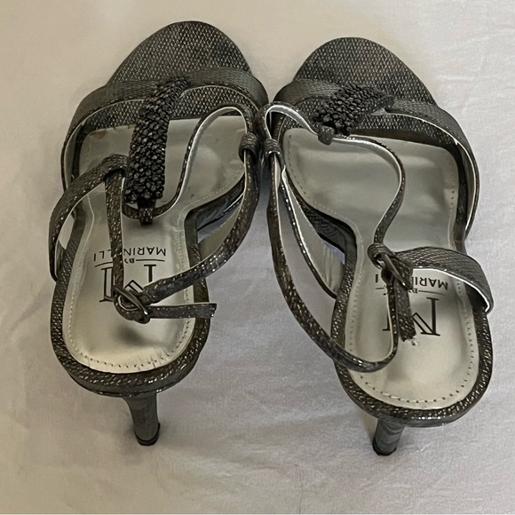 NWB M by Marinelli Gray/Silver Strappy Heels w Rhinestones size Women's 6M - Picture 7 of 10
